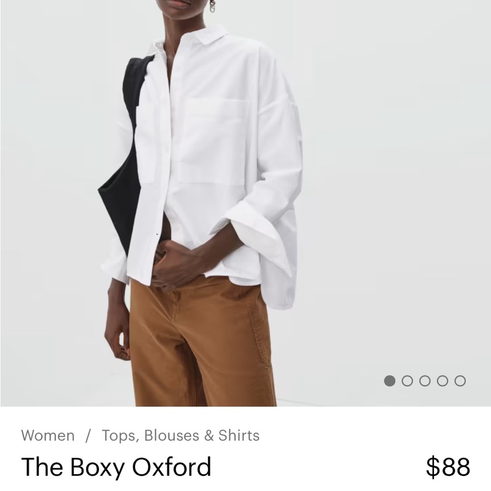 Everlane white boxy button-up Oxford in organic cotton (size XS, fits oversized)